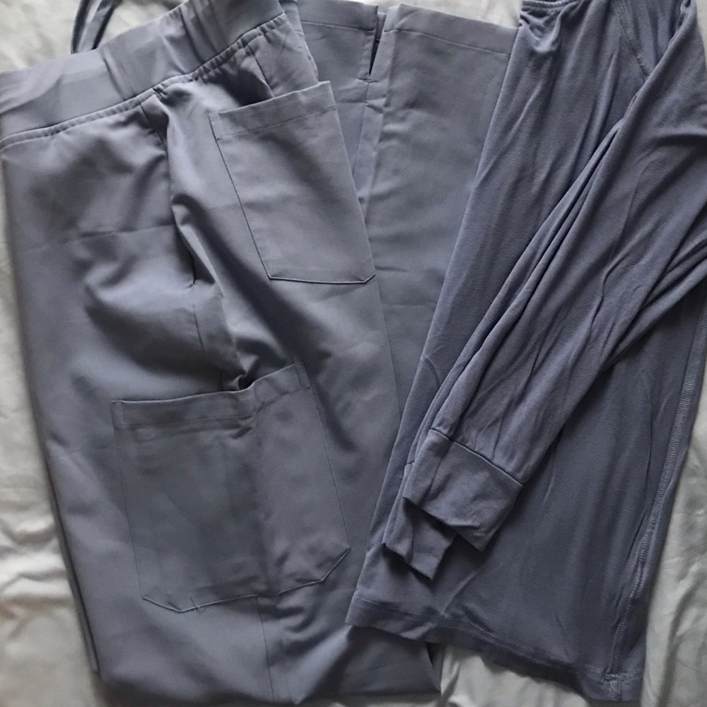 Mandala Cargo Scrub Pants with Elastic Waistband and under-scrub tee